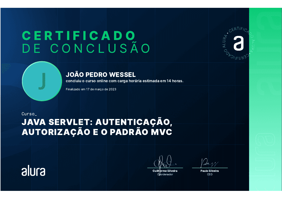 Certificado Java Servlet: autenticação, autorização e MVC